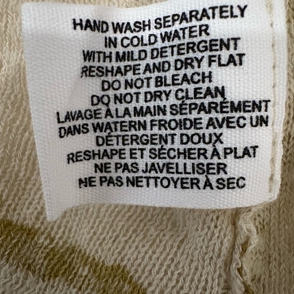 Anthropologie thin knit ecru gold metallic feather print open cardigan sweater M - Picture 7 of 11